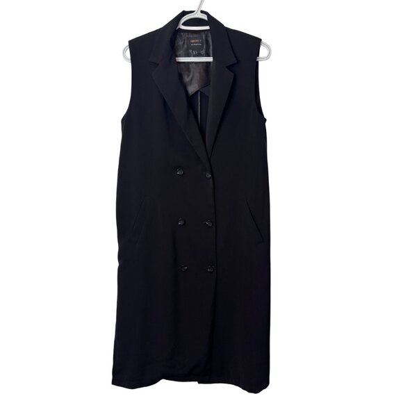 Forever 21 longline double-breasted vest black women's size S - Picture 2 of 10